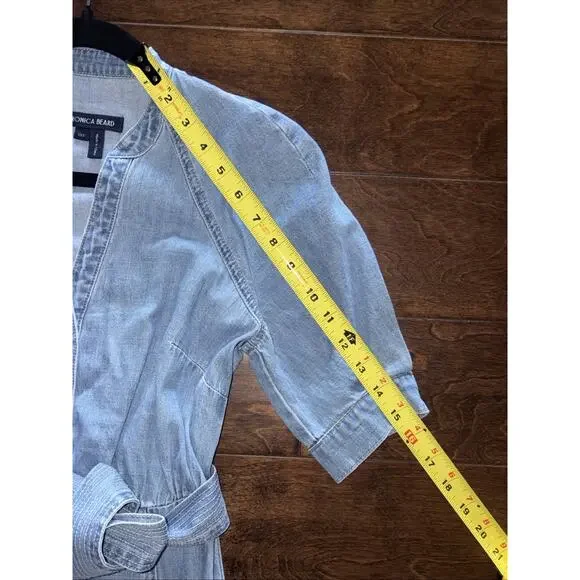 Veronica Beard blue denim Kanika flounce hem belted dress Size XXS $398 - Picture 15 of 16